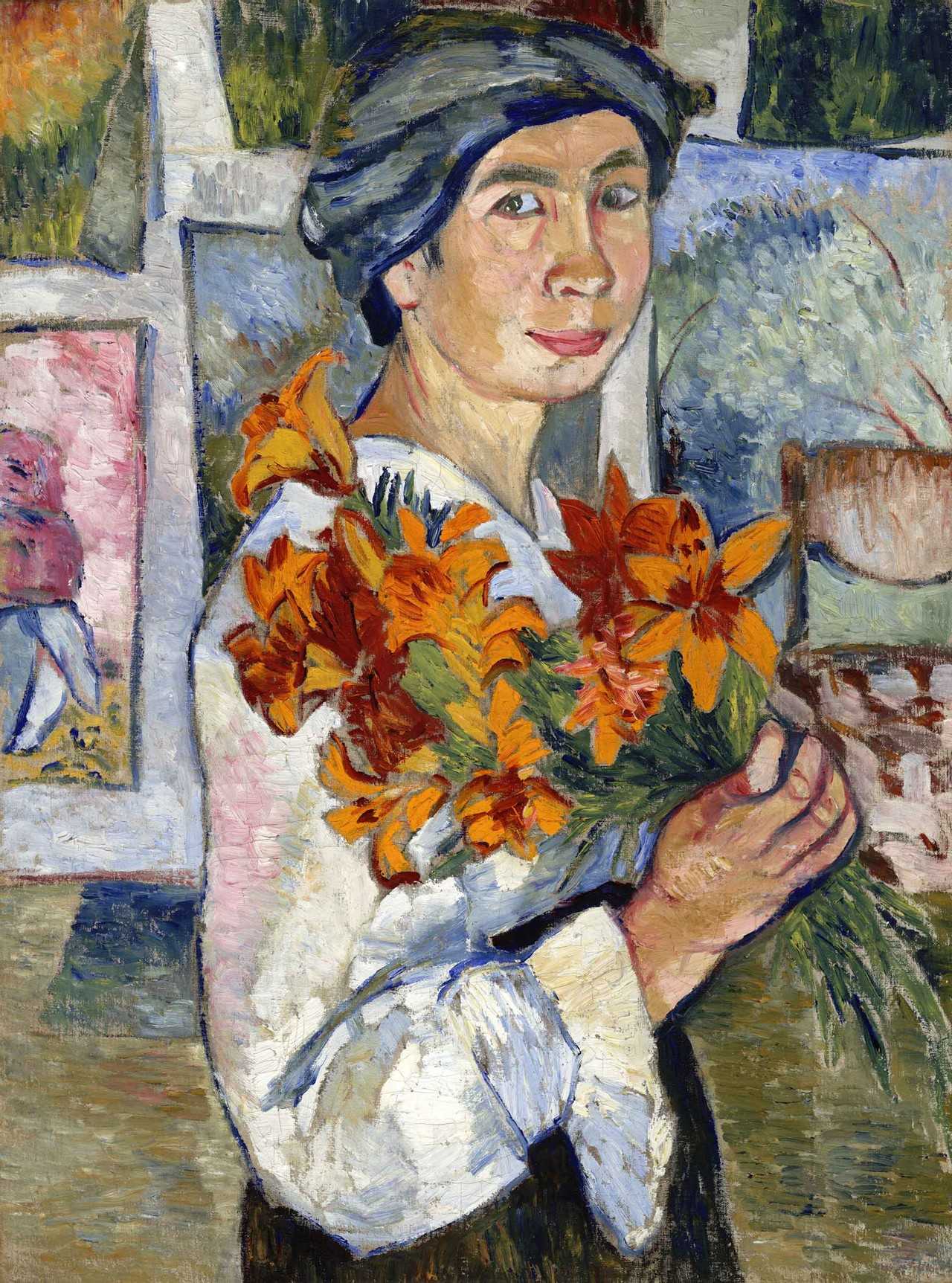 Find out more about Natalia Goncharova - Self-Portrait with Yellow Lilies