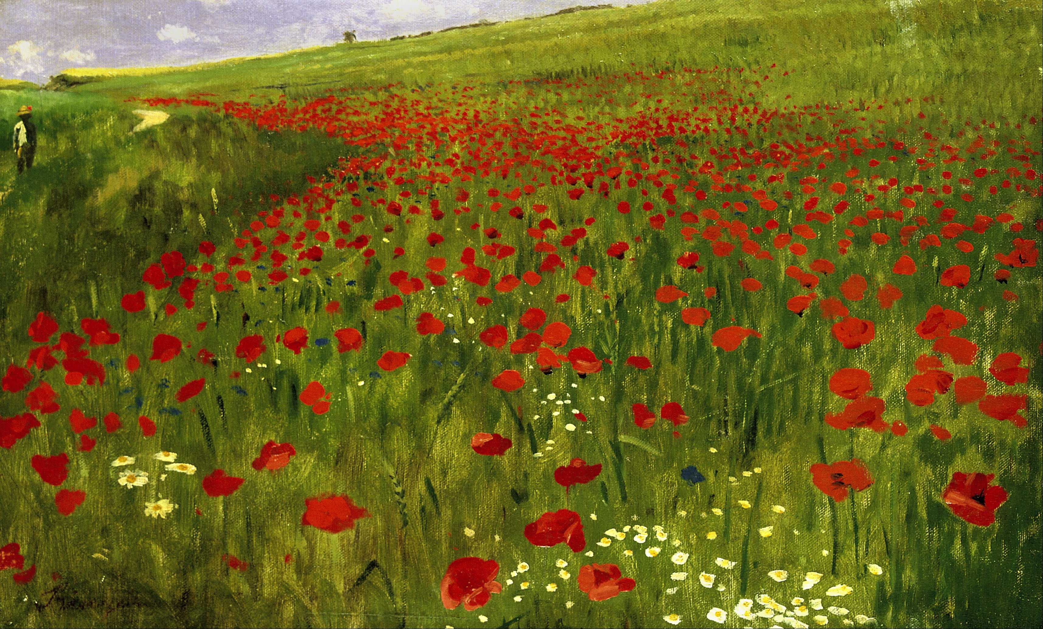 P l Szinyei Merse Meadow With Poppies High Resolution Wallpaper