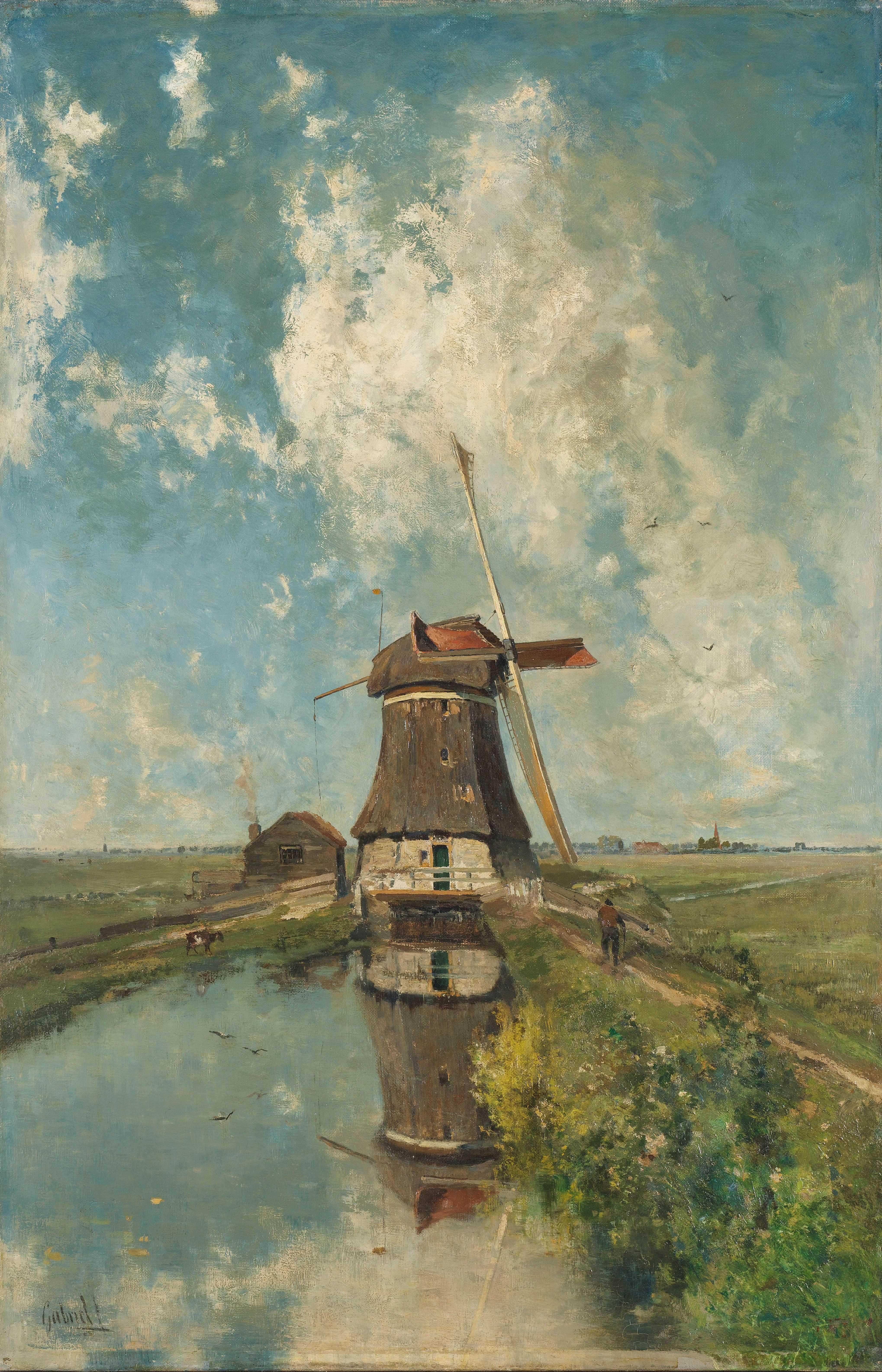 Find out more about Paul Joseph Constantin Gabriël - A Windmill on a Polder Waterway, Known as ‘In the Month of July’